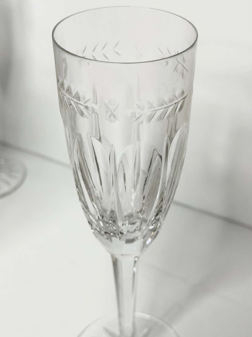 Wedgwood Calendore Lead Crystal glasses Champagne Stemware Flutes - set of 8 - Picture 10 of 14